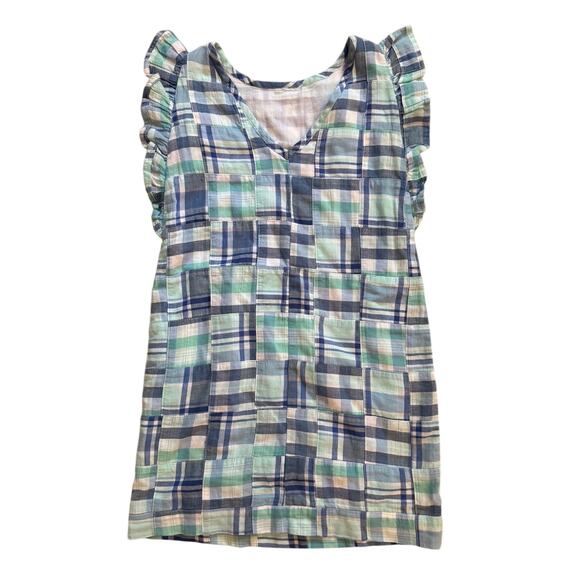 Vineyard Vines Girls Patchwork Madras Plaid Shift Dress 6 Lined Cotton Preppy - Picture 6 of 6